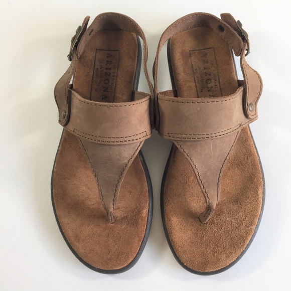 Arizona Jean Company Italy Tan Brown Genuine Leather Sandals size 7 - Picture 1 of 8